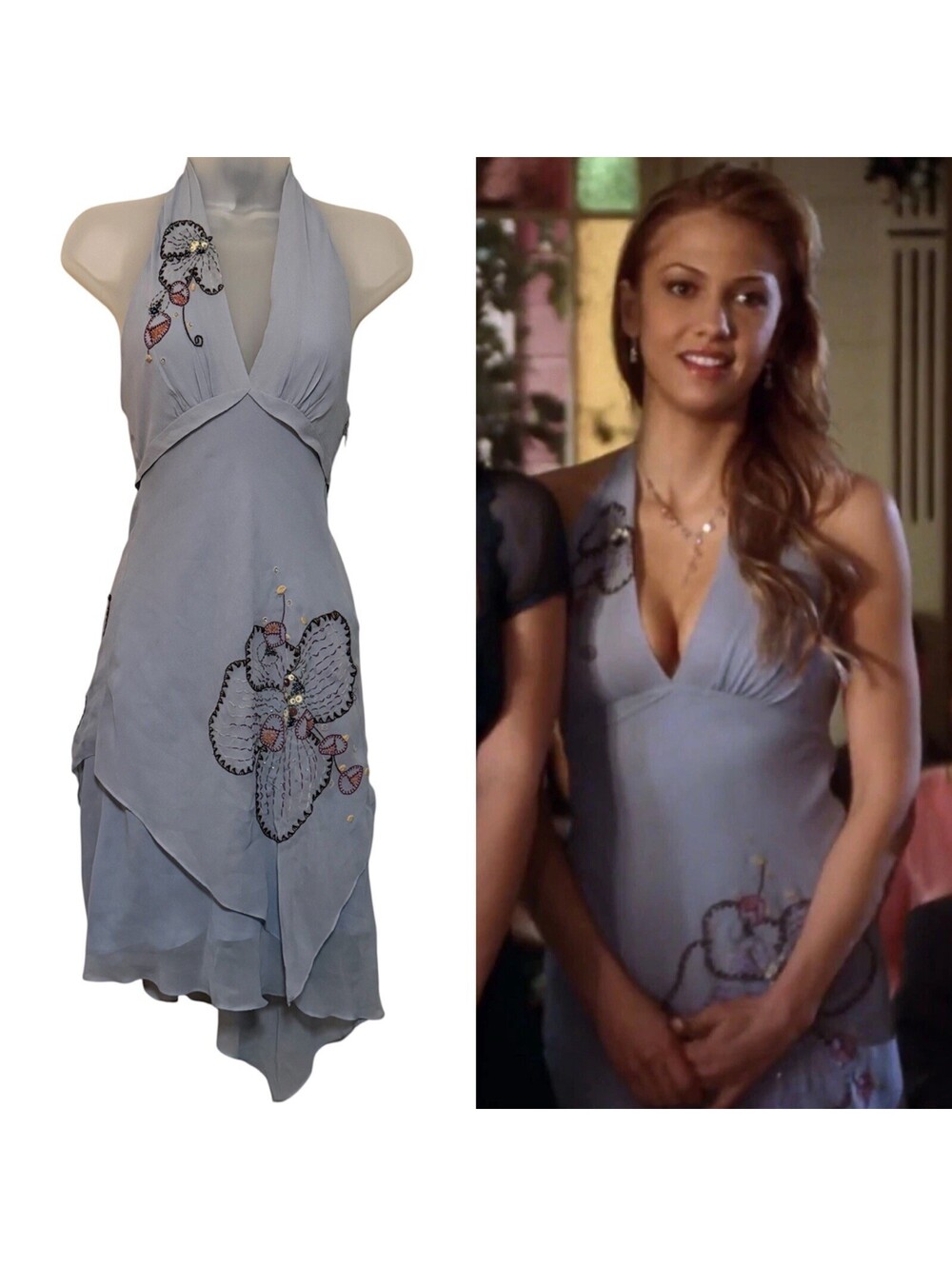 NWT BCBG Vintage Silk Dress Y2K ASO Christy Jenkins Charmed Floral Halter 2